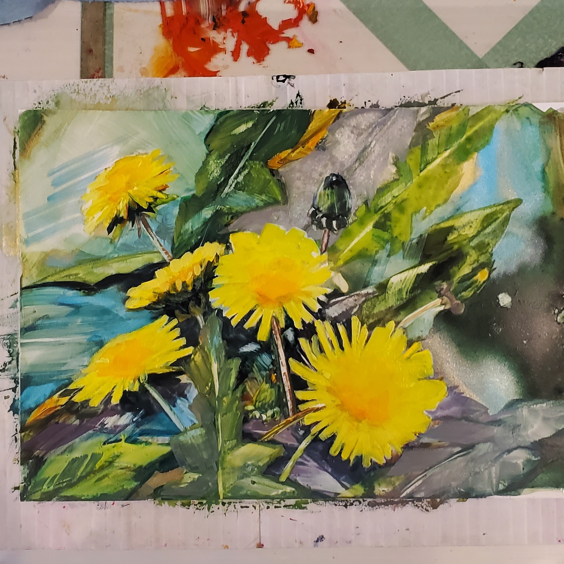 A painting of dandelions by Herta Klassen