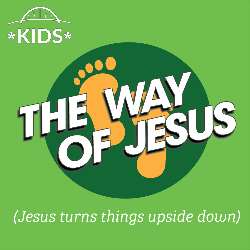 The way of Jesus orange footprints in a green circle on a green background