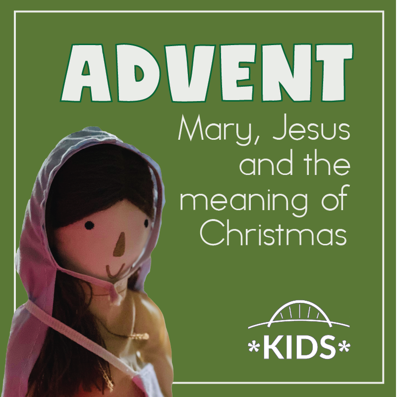 A Mary doll on a green background. Mary Jesus and the Meaning of Christmas