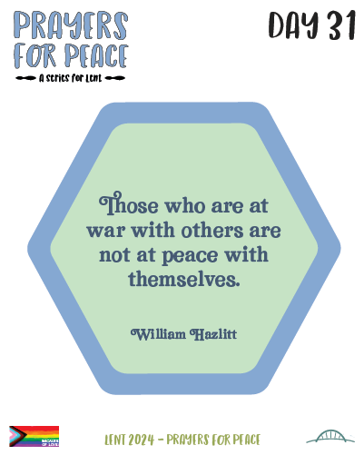 A quote from William Hazlitt in blue text on a green background
