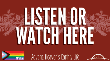 White words on a red background LISTEN OR WATCH HERE