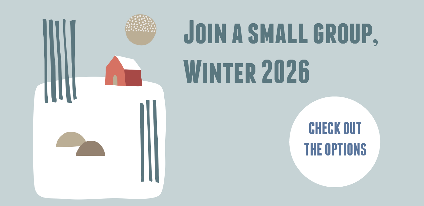 Red house in a winter scene Join a small group Winter 2026